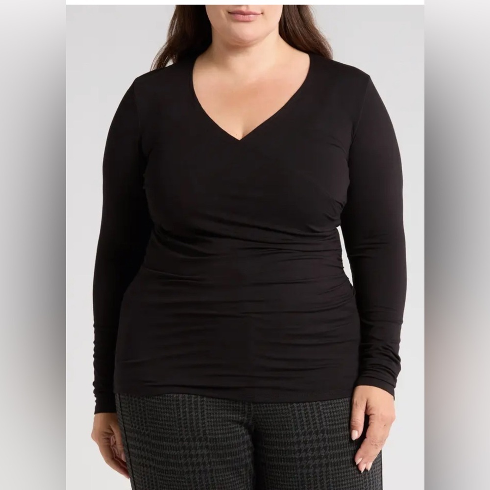 Universal Standard Black Liquid Cross Wrapped Front Top Size L NWT